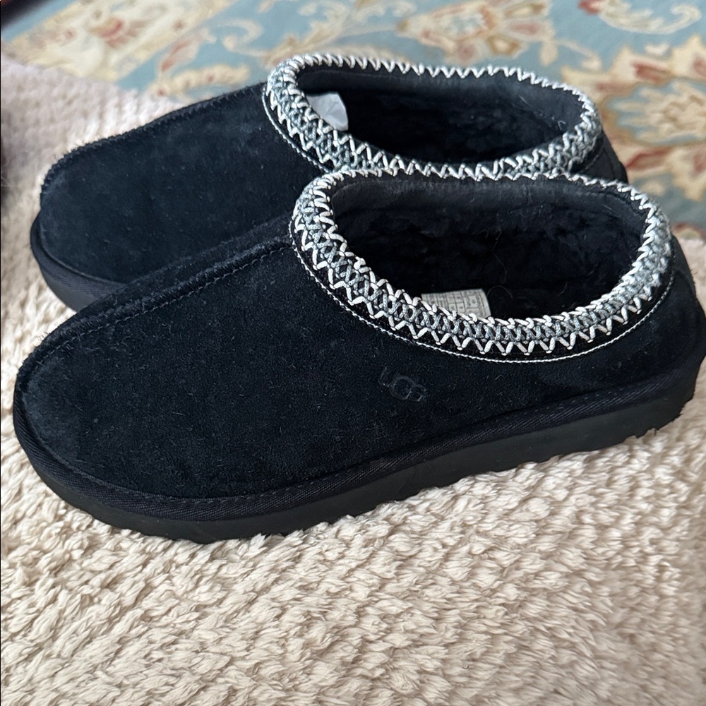 UGG Tasman Black Suede Slip-On Shoes